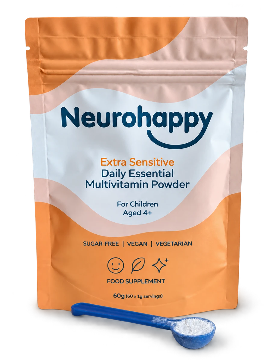 Neurohappy Extra Sensitive pouch and blue measuring spoon